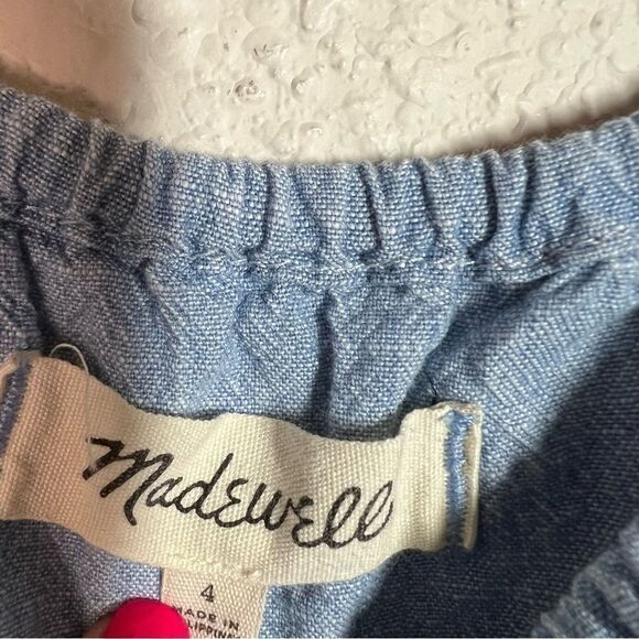 Madewell Blue Denim Chambray Ruffled Cami Tank Top Womens Size 4 - Picture 5 of 8
